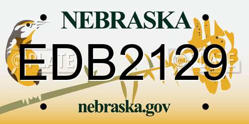 EDB2129 Nebraska License Plate