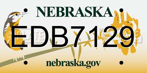 EDB7129 Nebraska License Plate