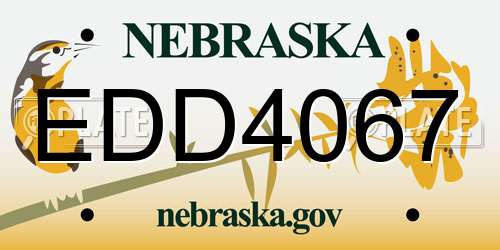 EDD4067 Nebraska License Plate