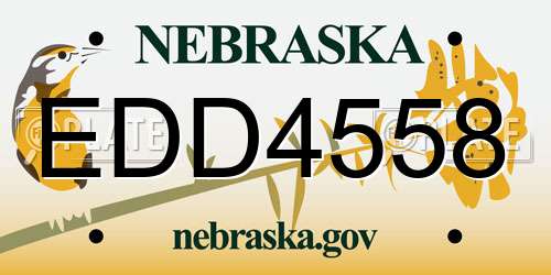 EDD4558 Nebraska License Plate