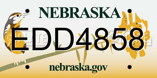 EDD4858 Nebraska License Plate