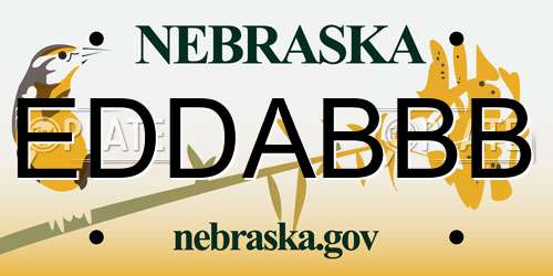 EDDABBB Nebraska License Plate