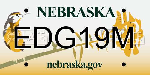 EDG19M Nebraska License Plate