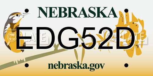 EDG52D Nebraska License Plate