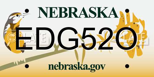 EDG52O Nebraska License Plate