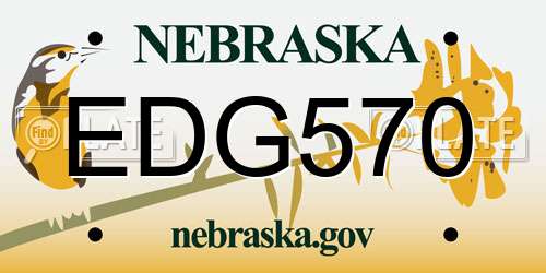 EDG570 Nebraska License Plate