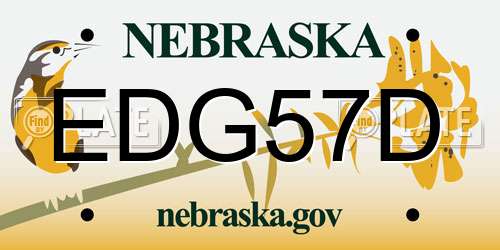EDG57D Nebraska License Plate