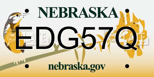 EDG57Q Nebraska License Plate