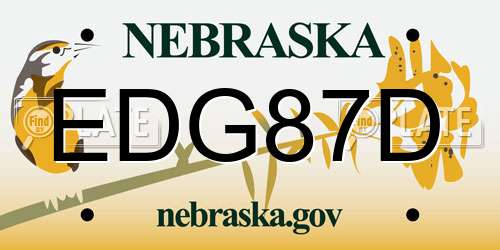 EDG87D Nebraska License Plate