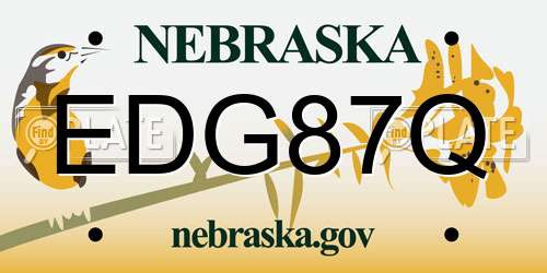 EDG87Q Nebraska License Plate