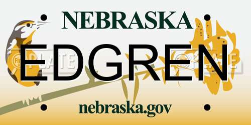 EDGREN Nebraska License Plate