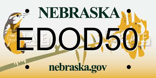 EDOD50 Nebraska License Plate