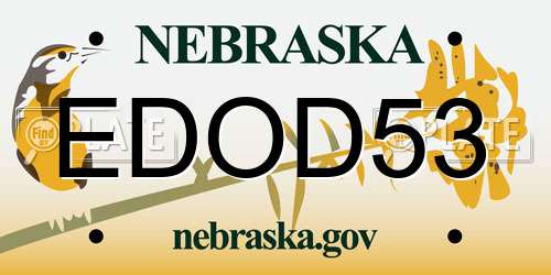 EDOD53 Nebraska License Plate
