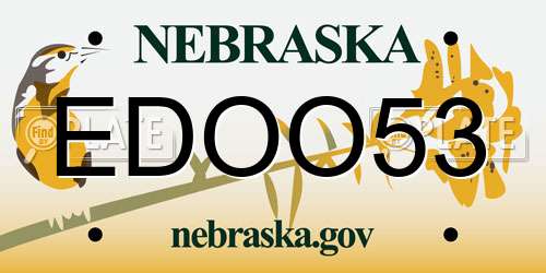 EDOO53 Nebraska License Plate