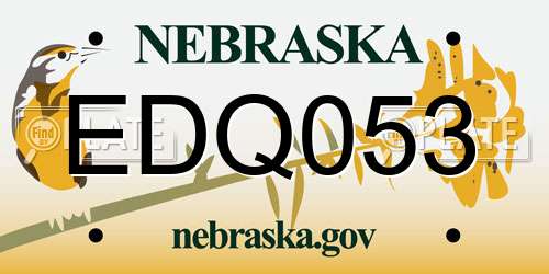 EDQ053 Nebraska License Plate