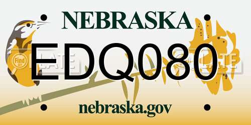 EDQ080 Nebraska License Plate