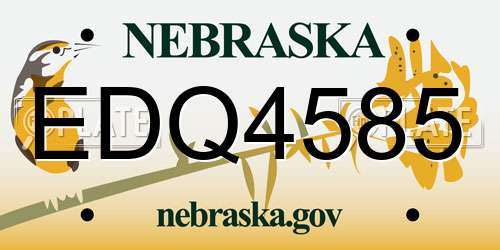 EDQ4585 Nebraska License Plate