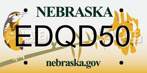 EDQD50 Nebraska License Plate