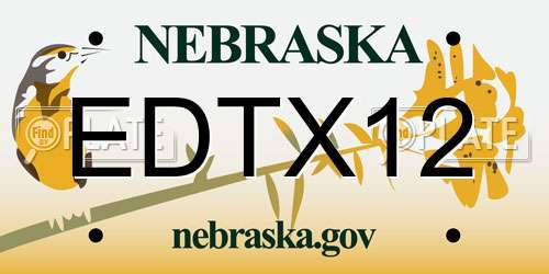 EDTX12 Nebraska License Plate