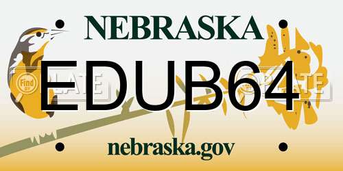 EDUB64 Nebraska License Plate