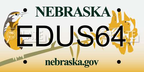 EDUS64 Nebraska License Plate
