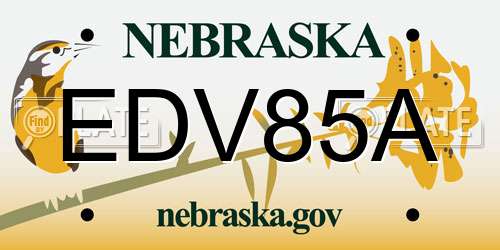 EDV85A Nebraska License Plate