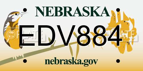 EDV884 Nebraska License Plate