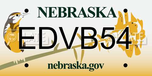 EDVB54 Nebraska License Plate