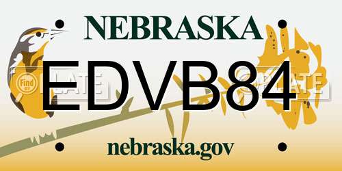 EDVB84 Nebraska License Plate