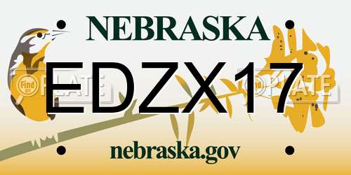 EDZX17 Nebraska License Plate