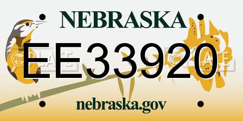 EE33920 Nebraska License Plate