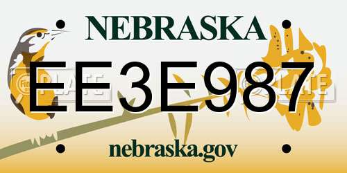EE3E987 Nebraska License Plate