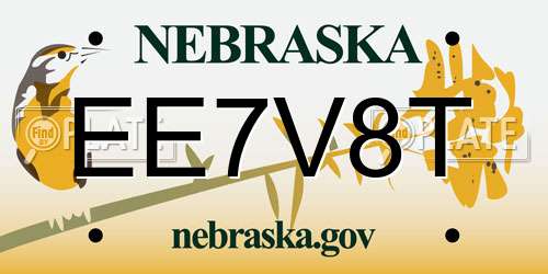 EE7V8T Nebraska License Plate