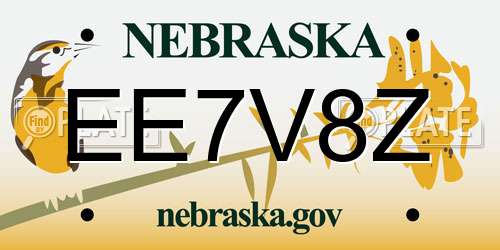 EE7V8Z Nebraska License Plate