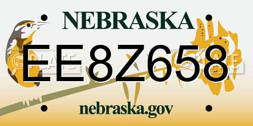 EE8Z658 Nebraska License Plate