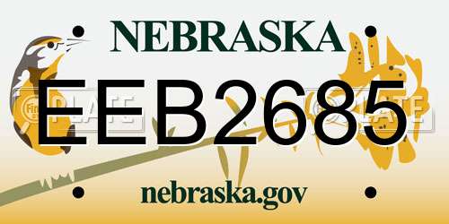 EEB2685 Nebraska License Plate