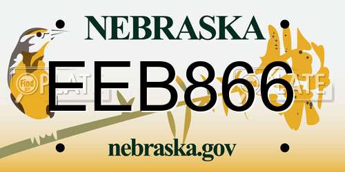 EEB866 Nebraska License Plate