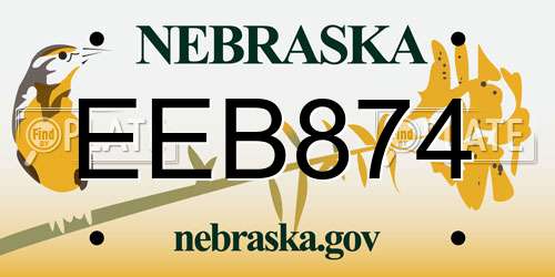 EEB874 Nebraska License Plate