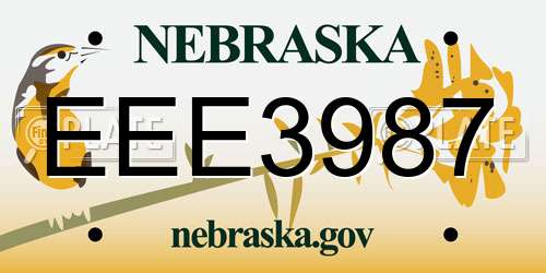EEE3987 Nebraska License Plate