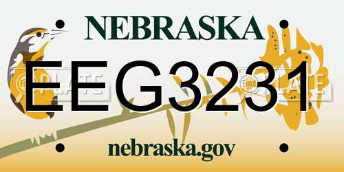 EEG3231 Nebraska License Plate