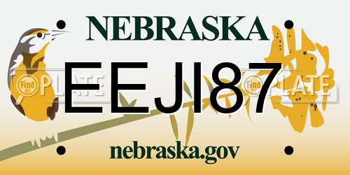 EEJI87 Nebraska License Plate