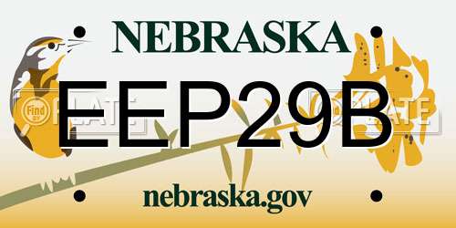 EEP29B Nebraska License Plate