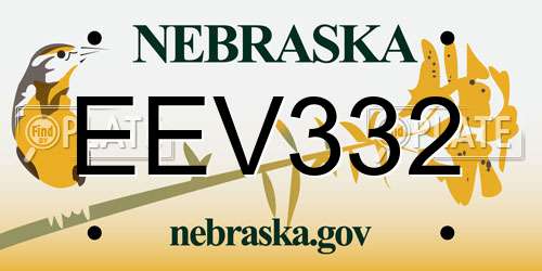 EEV332 Nebraska License Plate
