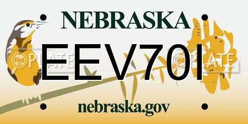 EEV70I Nebraska License Plate