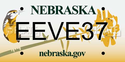 EEVE37 Nebraska License Plate