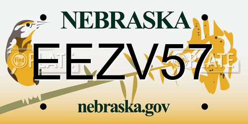 EEZV57 Nebraska License Plate