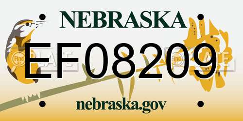 EF08209 Nebraska License Plate