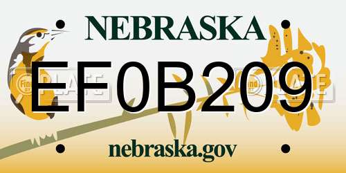 EF0B209 Nebraska License Plate