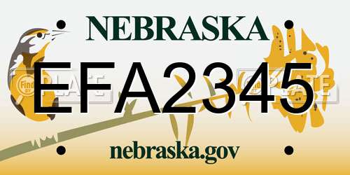 EFA2345 Nebraska License Plate