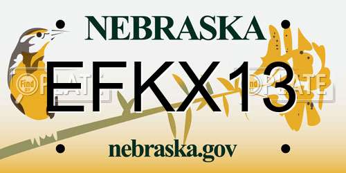 EFKX13 Nebraska License Plate